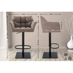 Tabouret de bar en tissu Damaso B Terrabraun