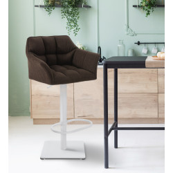 Tabouret de bar Damaso W, tissu marron