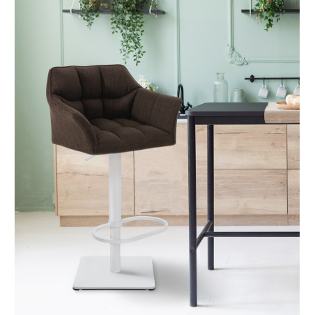 Tabouret de bar en tissu Damaso W brun
