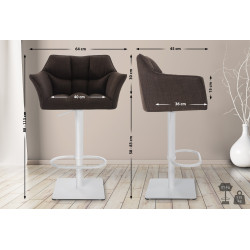 Tabouret de bar en tissu Damaso W brun