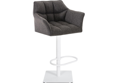 Tabouret de bar Damaso W, tissu gris titane