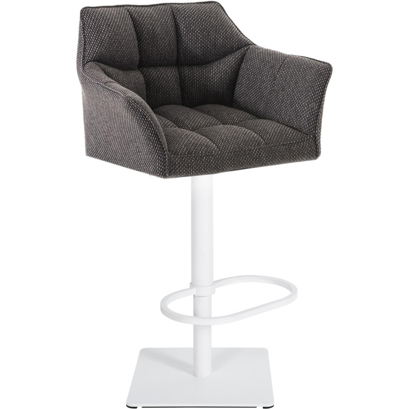 Tabouret de bar Damaso W, tissu gris titane