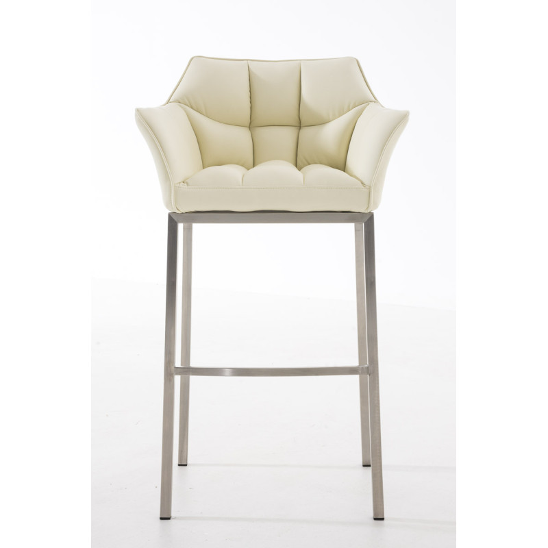 Tabouret de bar Damaso E à piètement 4 pieds, crème