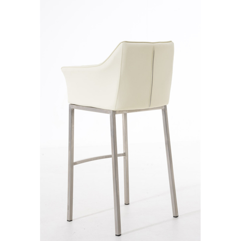 Tabouret de bar Damaso E avec piètement à 4 pieds crème