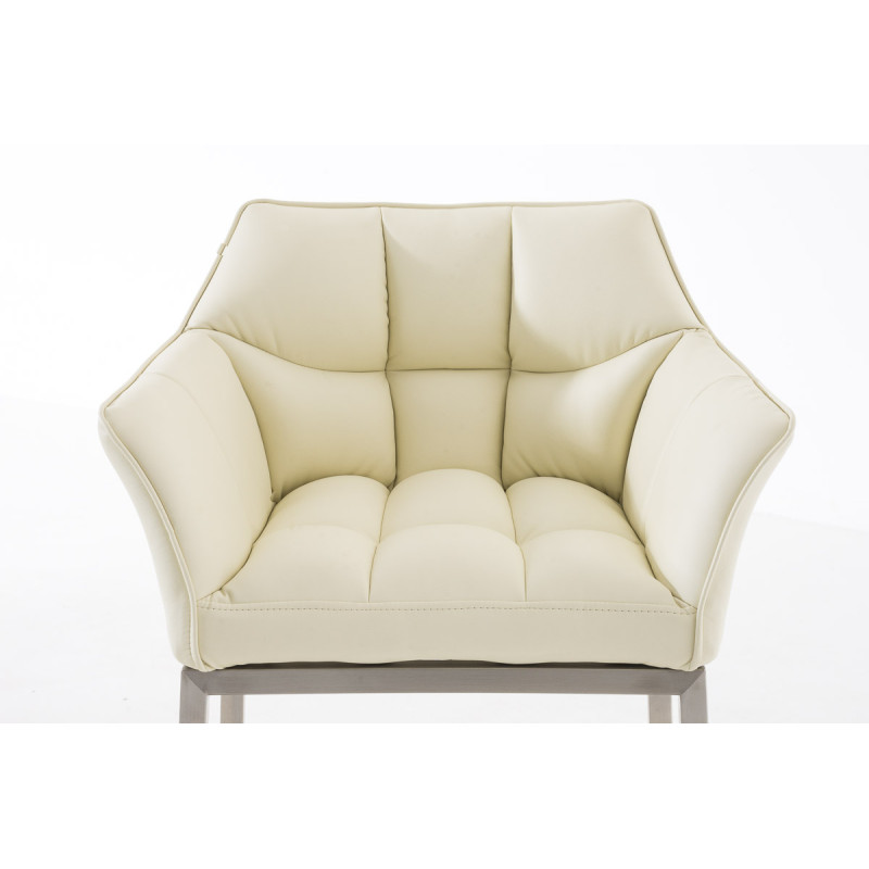 Taburete de bar Damaso E con estructura de 4 patas, color crema