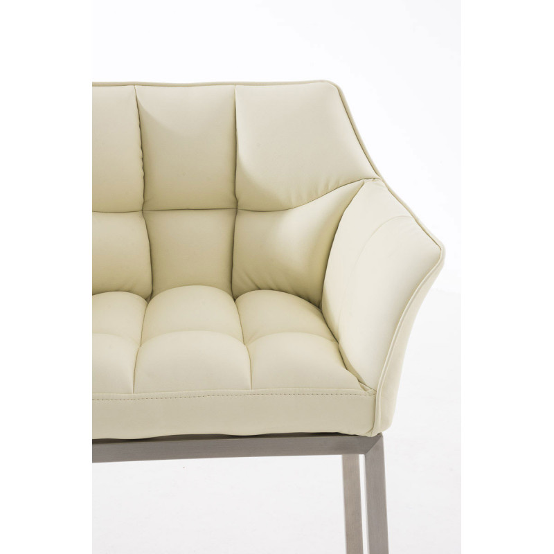 Tabouret de bar Damaso E à piètement 4 pieds, crème