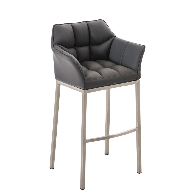 Sgabello da bar Damaso E con struttura a 4 gambe, grigio