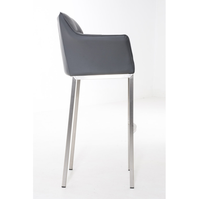 Tabouret de bar Damaso E avec piètement à 4 pieds gris