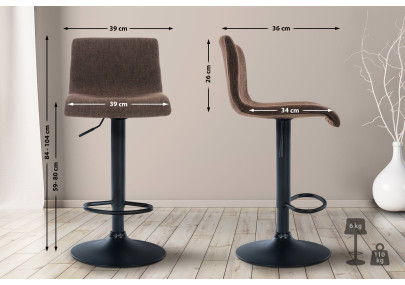 Tabouret de bar Hoover, tissu B, marron