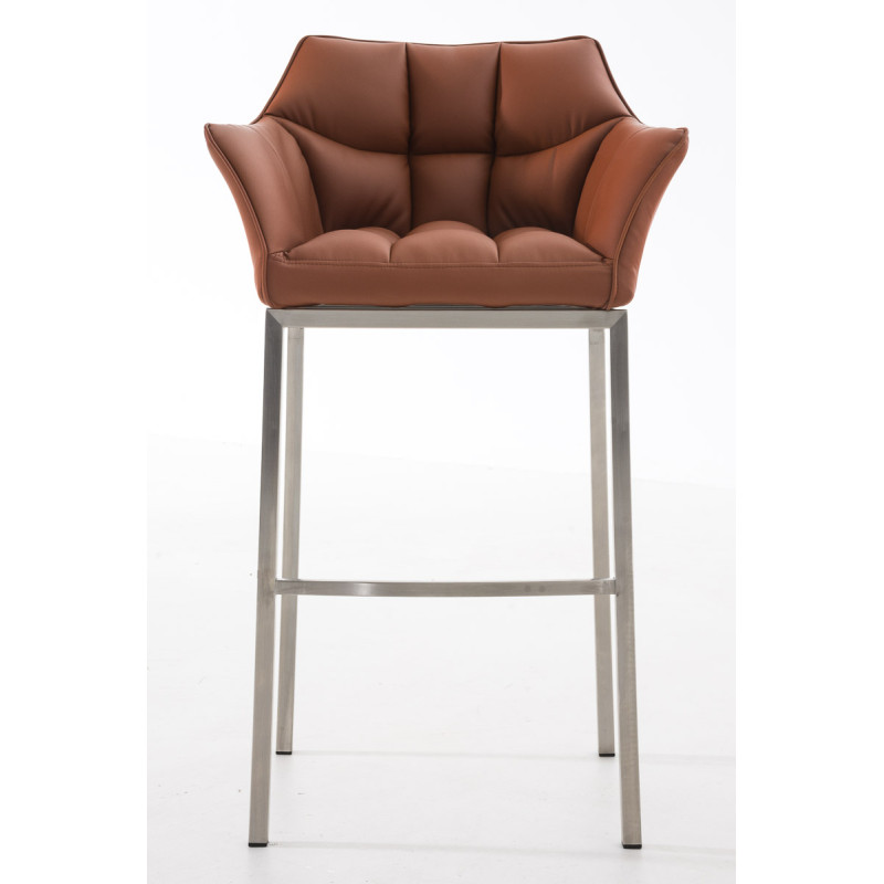 Tabouret de bar Damaso E à piètement 4 pieds, marron clair