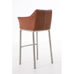 Tabouret de bar Damaso E à piètement 4 pieds, marron clair