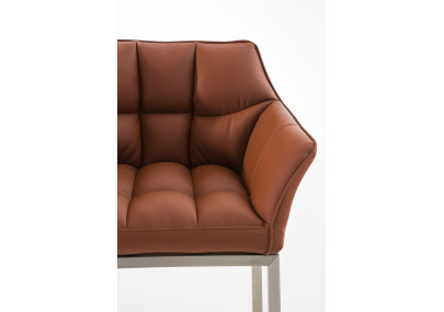 Tabouret de bar Damaso E à piètement 4 pieds, marron clair