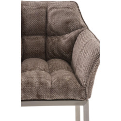 Tabouret de bar Damaso E en tissu avec piètement à 4 pieds Terrabraun