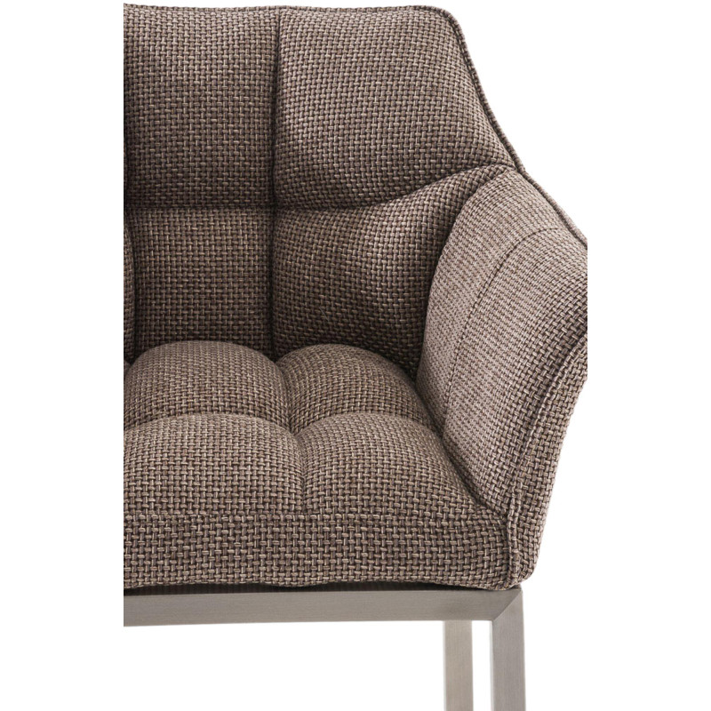 Tabouret de bar Damaso E, tissu avec piètement à 4 pieds, brun terre