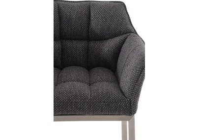 Tabouret de bar Damaso E en tissu avec piètement à 4 pieds, gris titane