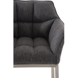 Tabouret de bar Damaso E en tissu avec piètement à 4 pieds, gris titane