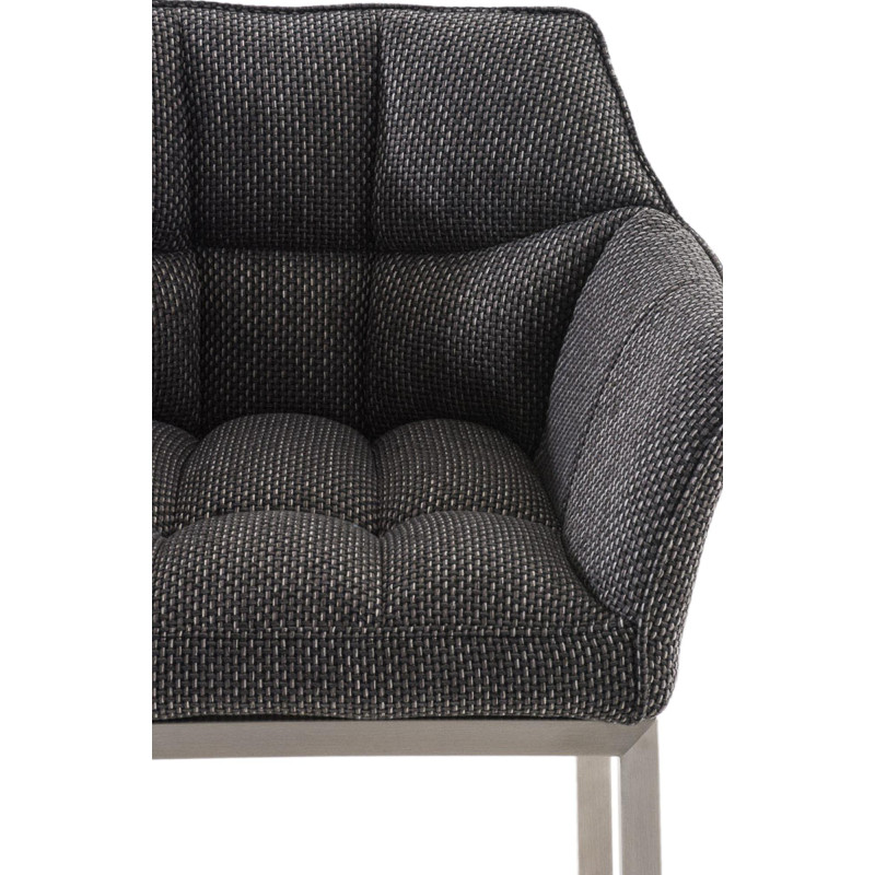 Tabouret de bar Damaso E en tissu avec piètement à 4 pieds, gris titane