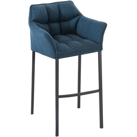 Sgabello da bar Damaso B, tessuto con struttura a 4 gambe, blu
