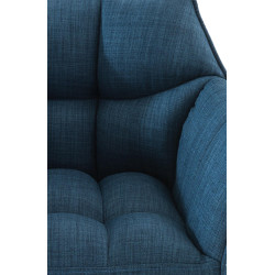 Taburete de bar Damaso B, tapizado en tela con estructura de 4 patas, azul