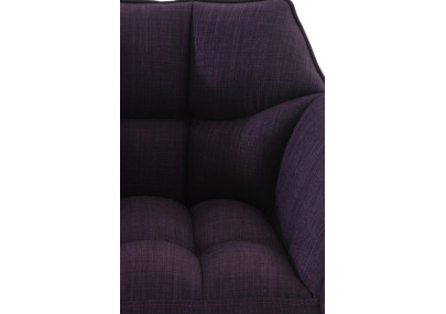 Taburete de bar Damaso B, tapizado en tela con estructura de 4 patas, morado