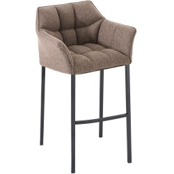 Sgabello da bar Damaso B, tessuto con struttura a 4 gambe, marrone terra