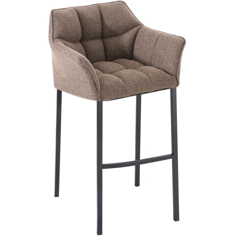 Sgabello da bar Damaso B, tessuto con struttura a 4 gambe, marrone terra
