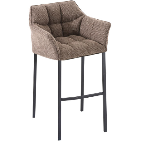 Tabouret de bar Damaso B, tissu avec piètement à 4 pieds, brun terre