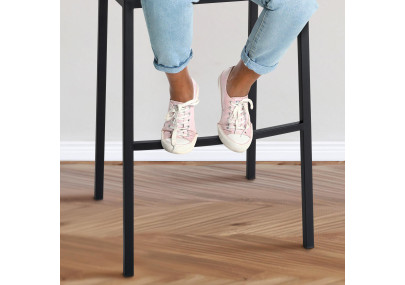 Tabouret de bar Damaso B, tissu avec piètement à 4 pieds, brun terre