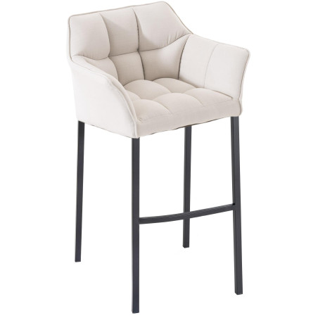 Taburete de bar Damaso B, tapizado en tela con estructura de 4 patas, blanco