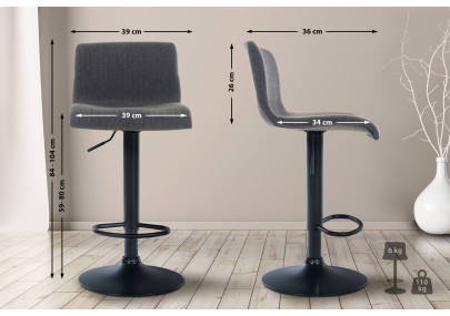 Tabouret de bar Hoover, tissu B, gris foncé