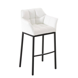 Tabouret de bar Damaso B à piètement 4 pieds, blanc