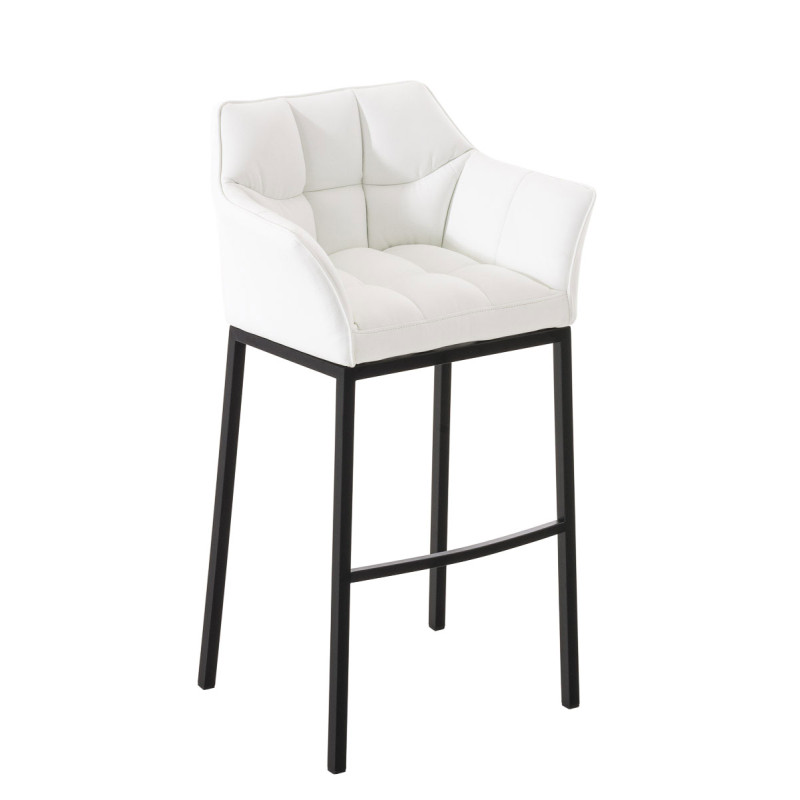 Sgabello da bar Damaso B con struttura a 4 gambe, bianco