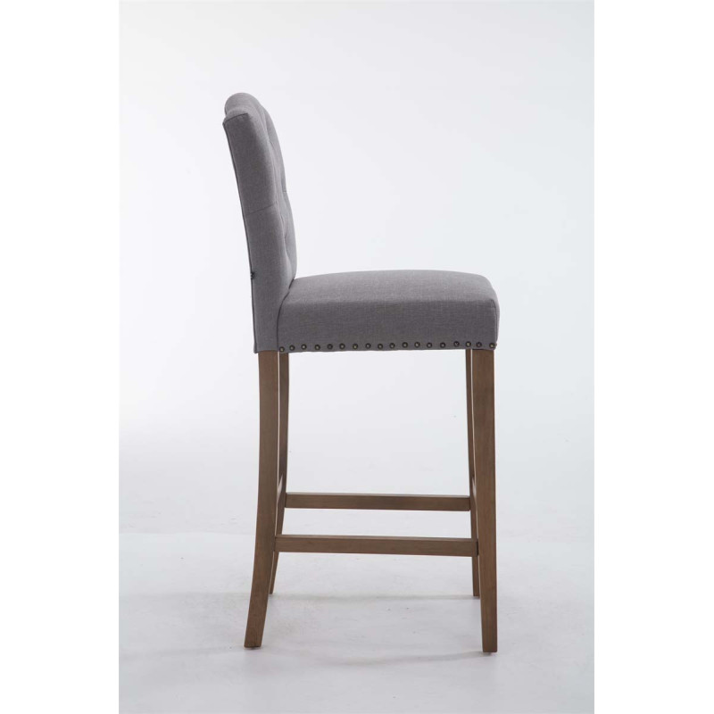 Taburete de bar Louise, tapizado en tela de color gris claro antiguo