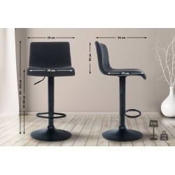 Tabouret de bar Hoover, tissu B noir