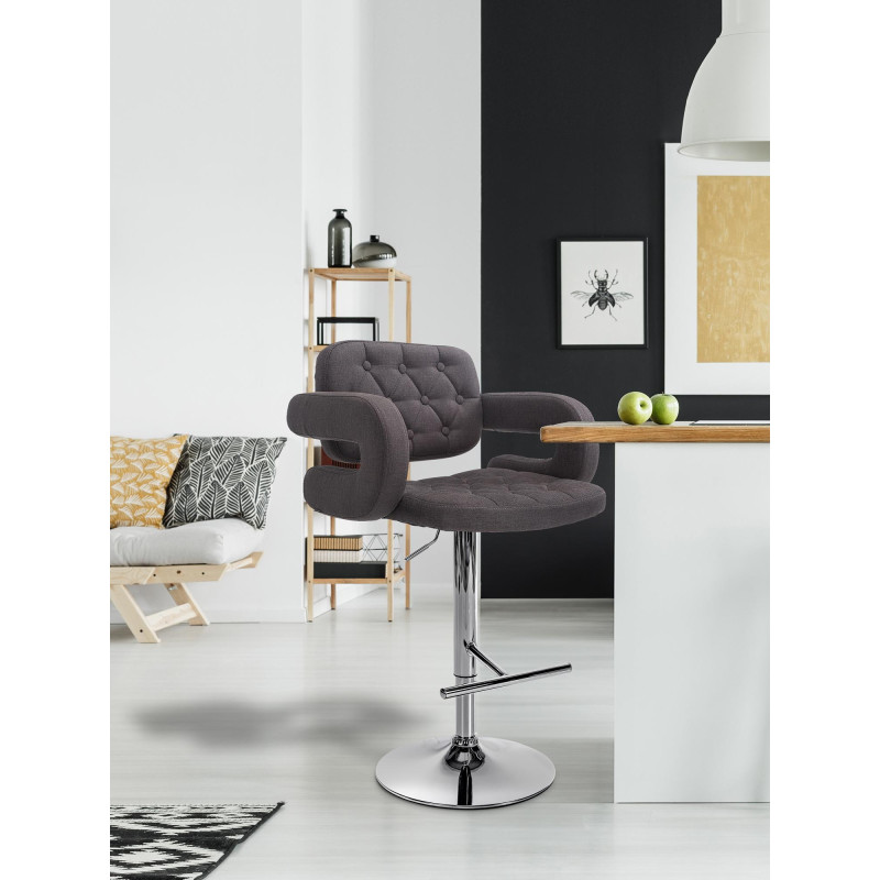 Tabouret de bar Dublin, tissu C gris foncé