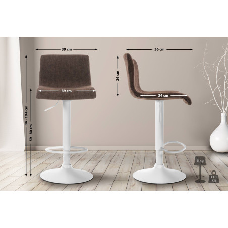 Tabouret de bar Hoover, en tissu, marron