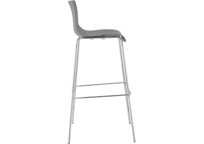 Tabouret de bar Hoover, chromé, piètement à 4 pieds, gris