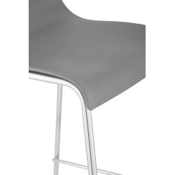 Tabouret de bar Hoover, chromé, piètement à 4 pieds, gris