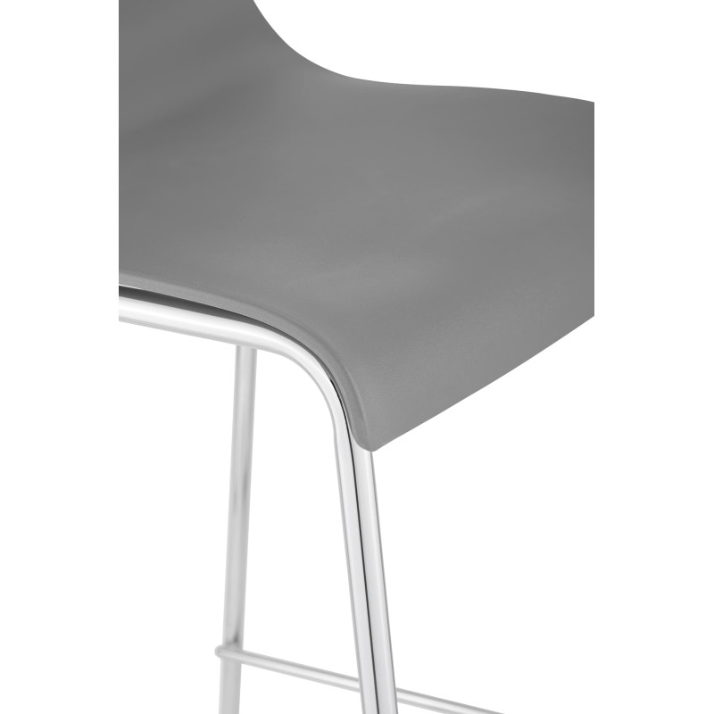 Sgabello da bar Hoover, cromato, struttura a 4 gambe, grigio