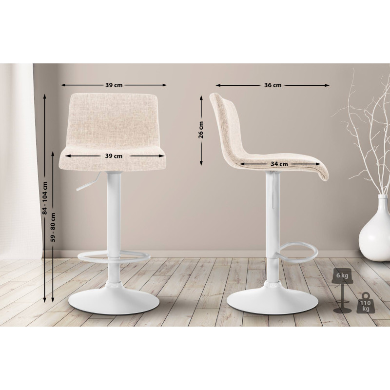 Tabouret de bar en tissu Hoover W crème