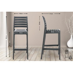 Tabouret de bar Ares, gris foncé