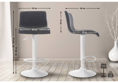 Tabouret de bar Hoover, tissu W, gris foncé