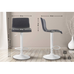 Tabouret de bar Hoover, tissu W, gris foncé
