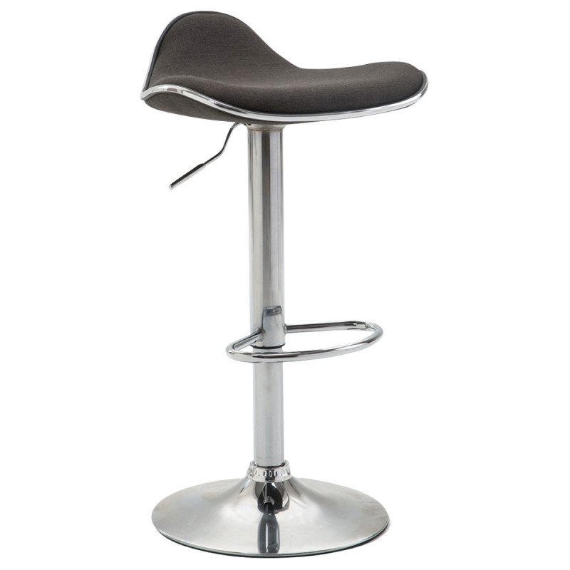 Tabouret de bar Shanghai, tissu, chrome, gris foncé