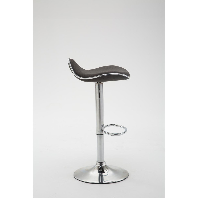 Tabouret de bar Shanghai, tissu, chrome, gris foncé