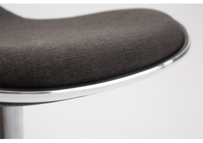 Tabouret de bar Shanghai, tissu, chrome, gris foncé