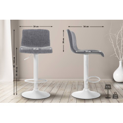 Tabouret de bar Hoover, tissu W, gris clair