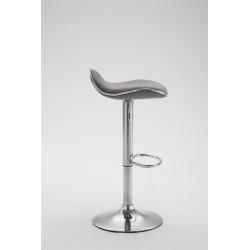Tabouret de bar Shanghai, tissu, chrome, gris clair