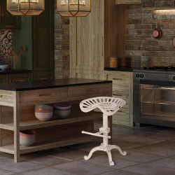 Tabouret de bar Butch, blanc antique