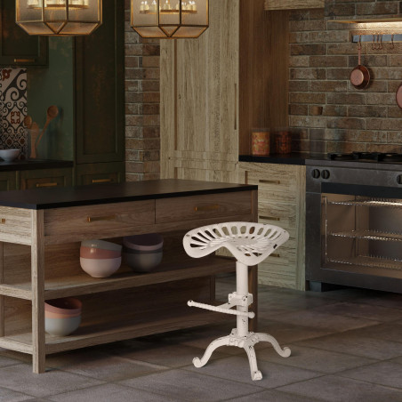 Tabouret de bar Butch, blanc antique
